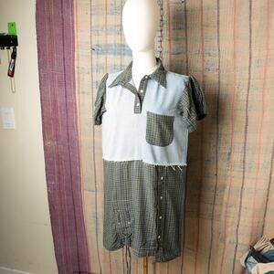 Custom reworked denim patchwork shirt